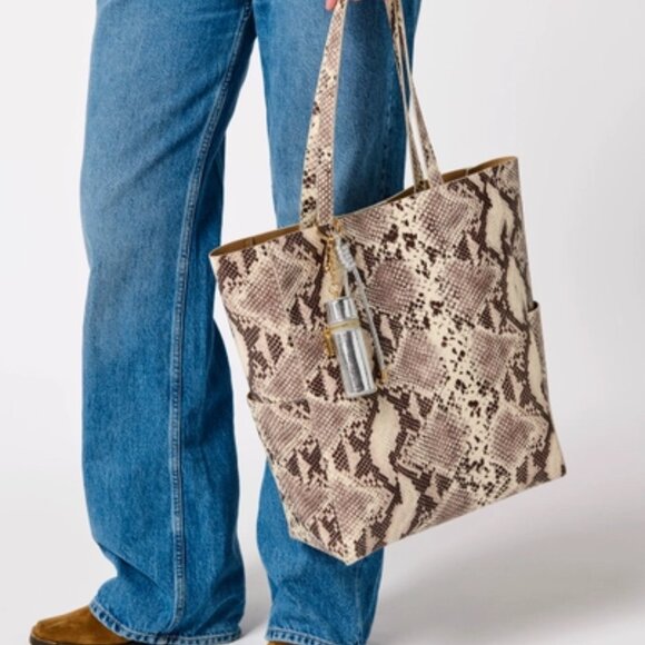 Shiraleah Lauren Tote - Cream Snakeskin Tote Bag - Picture 2 of 4
